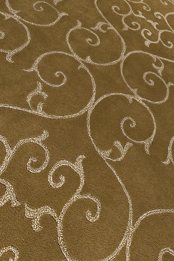 Hand Tufted Olive Green New Zealand Wool Area Rug, 5''6"x7''10"