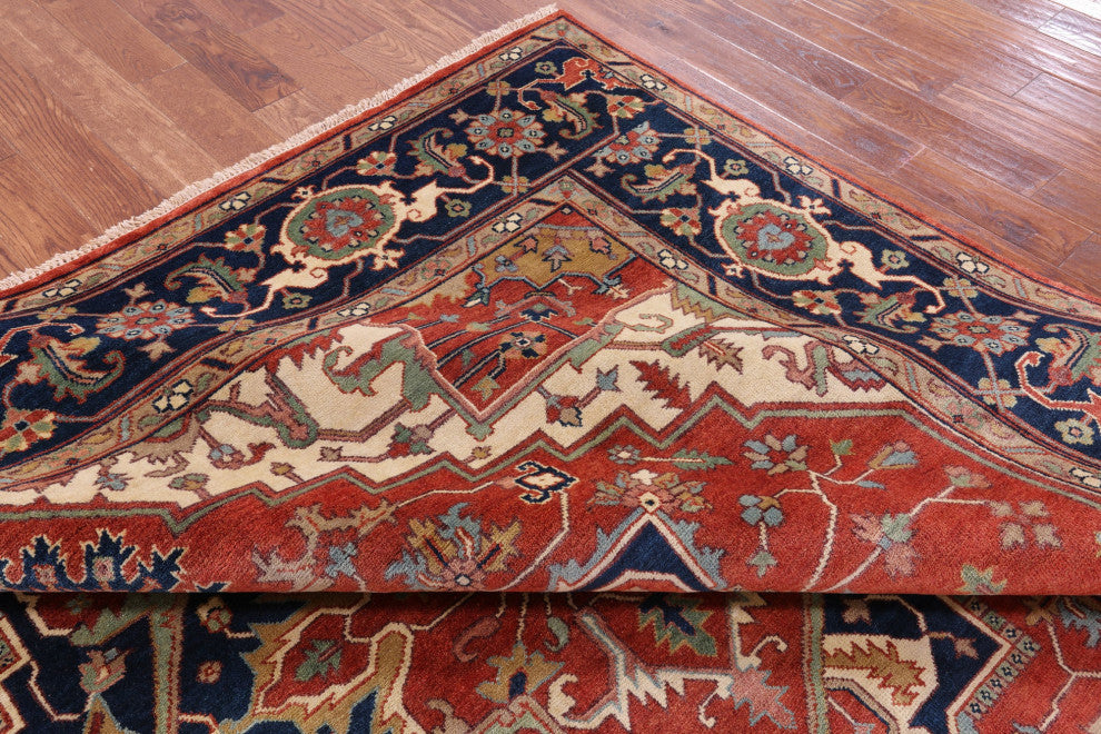 10' Square Heriz Serapi Hand Knotted Wool Rug - Q16002