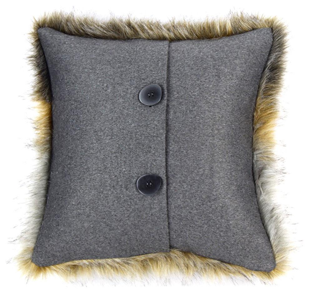 LUZIO Crystal Fox Vegan Faux Fur Pillow Cover 15.7x15.7