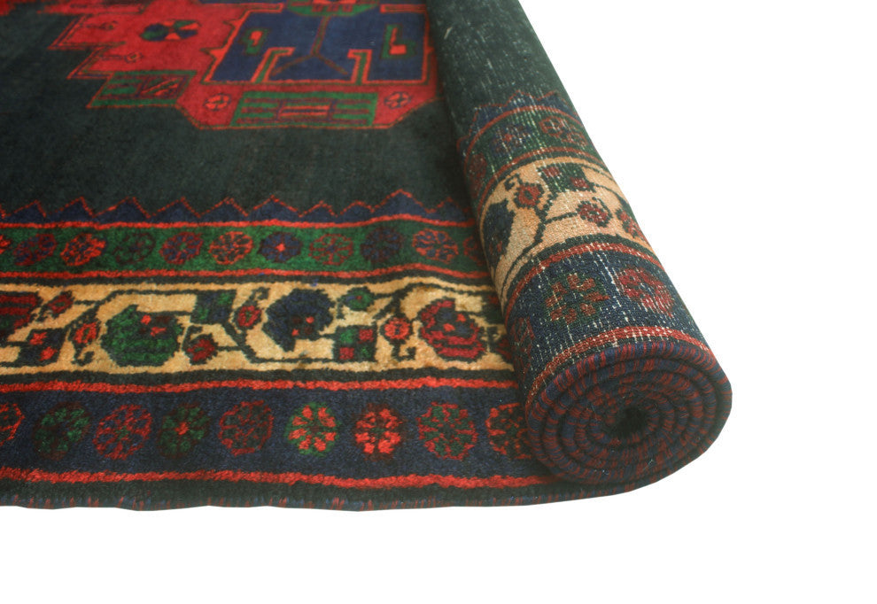 Fine Vintage Distressed Toobah Charcoal/Burgundy Rug, 5'4x8'9