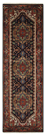 Hand-Knotted Wool Navy Traditional Oriental Serapi Rug, 3' X 5'