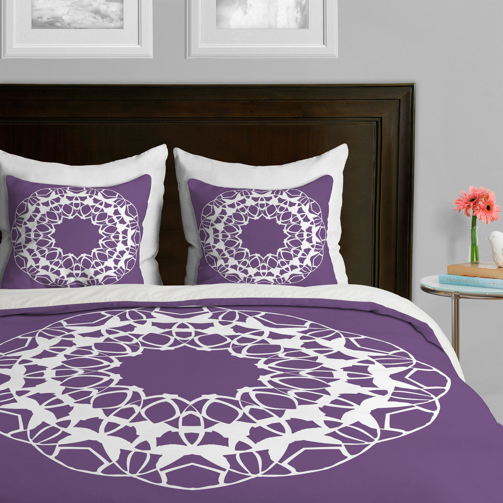 Deny Designs Karen Harris Mod Medallion Plum Duvet Cover-Lightweight