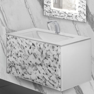 Sila Luxury Murano Glass Drop-In Single Bathroom Vanity 32", White
