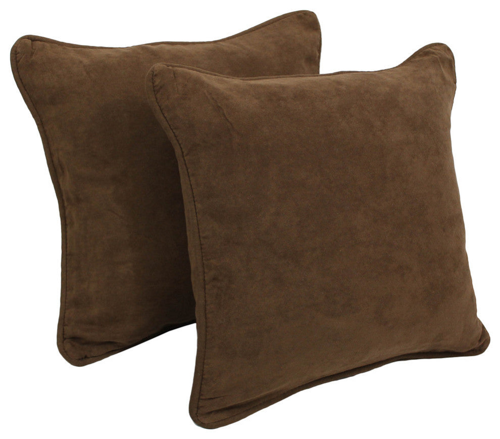 18" Double Corded Square Throw Pillows Inserts, Set of 2, Chocolate