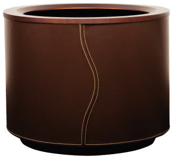 Taurus 21" Round Planter, Brown Leather