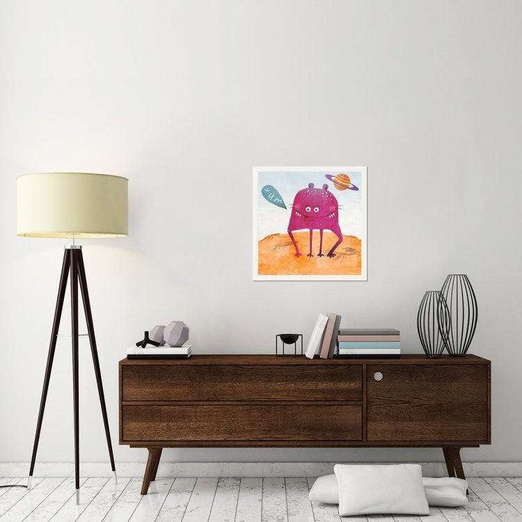 "Alien Friend Number 2" Framed Canvas Giclee by Skip Teller, 27x27"