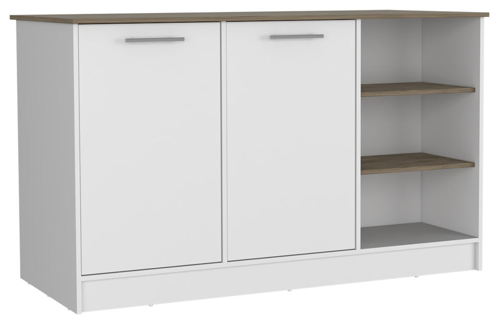 DEPOT E-SHOP Mars Kitchen Island, White/Dark Brown