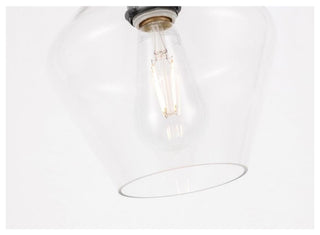 Living District Gene 1-Light Metal & Glass Flush Mount in Black/Clear