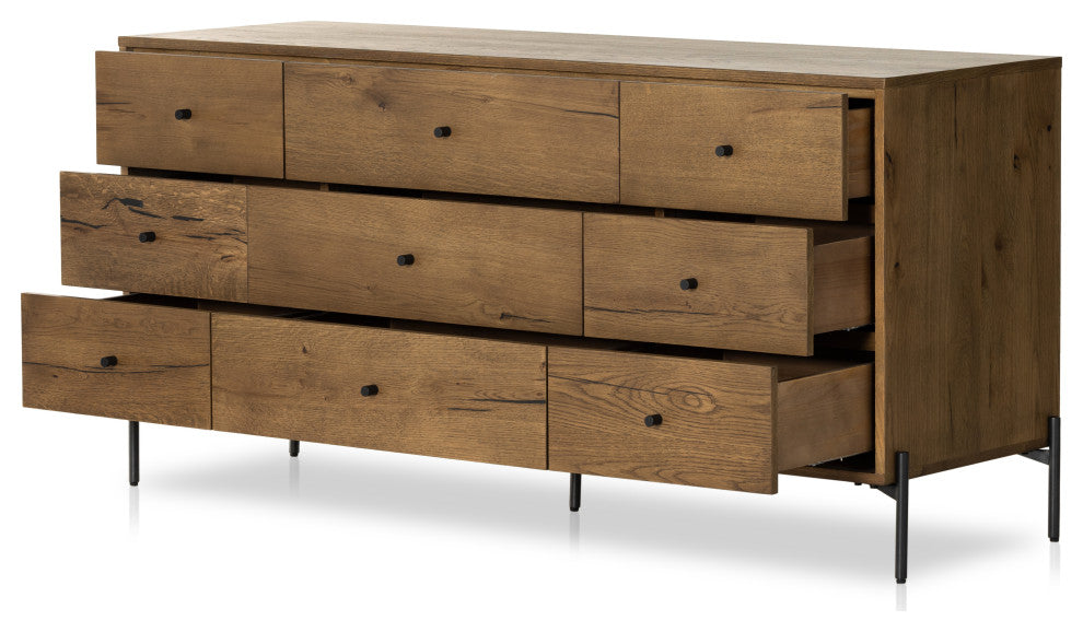 Eaton 9 Drawer Dresser-Amber Oak Resin