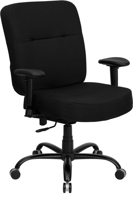 400 lb. Rated Black Fabric Executive Swivel Chair with Adjustable Arms