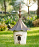 29.75"H Farmhouse Washed White Distressed Metal Pagoda Birdhouse