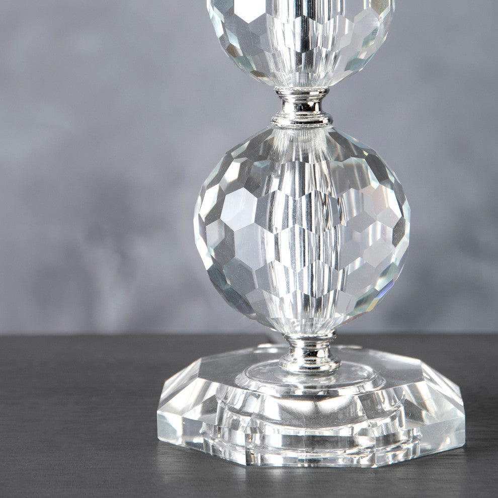 Nuloom 27" Crystal Rain Drops Linen Shade Clear, 3-Way Switch Table Lamp