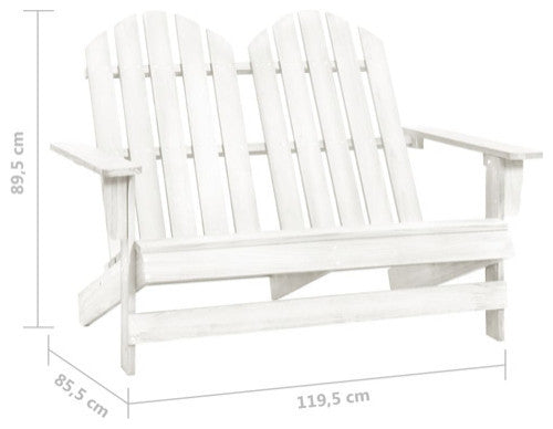 vidaXL 2-Seater Patio Adirondack Chair Outdoor Furniture Solid Wood Fir White