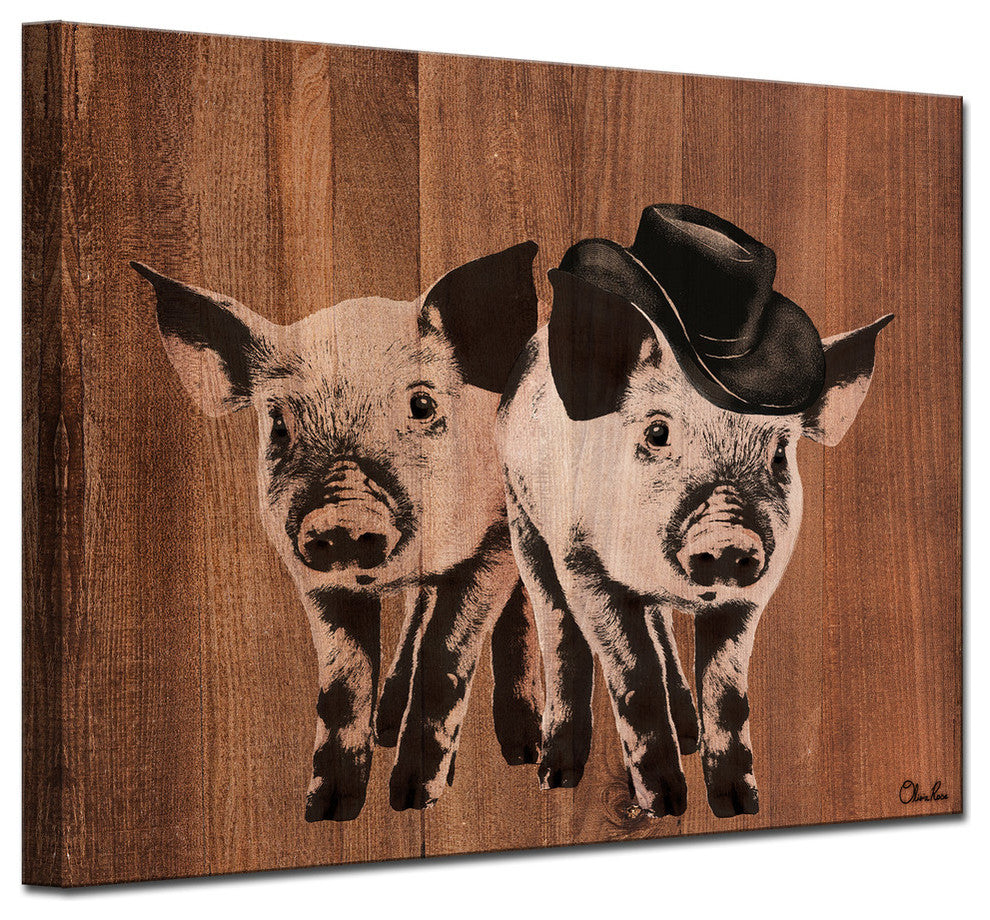 Ready2HangArt Farmhouse 'Pig Duo' Wrapped Canvas Animal Wall Art, 16"x12"