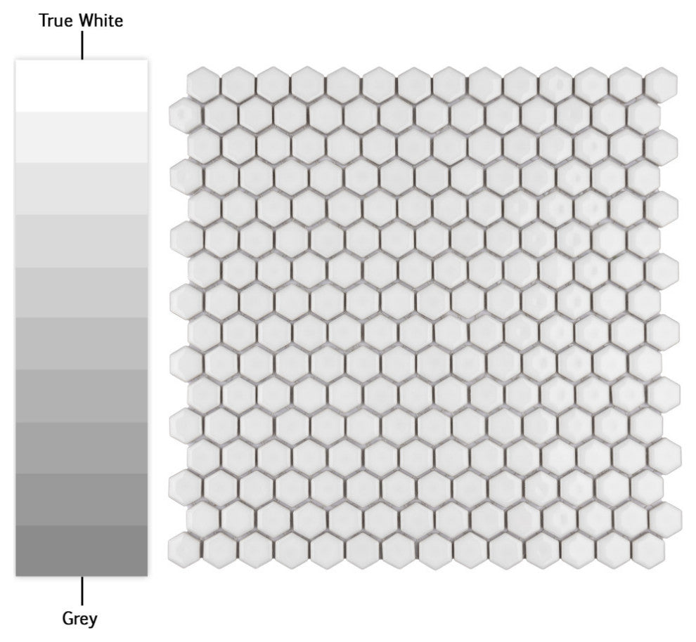Colmena Hex Porcelain Floor and Wall Mosaic Tile, Glossy White