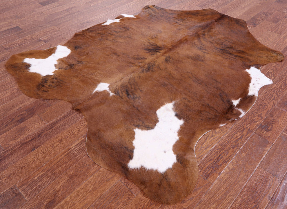 7' 5" X 6' 2" Brindle Natural Cowhide Rug C1561