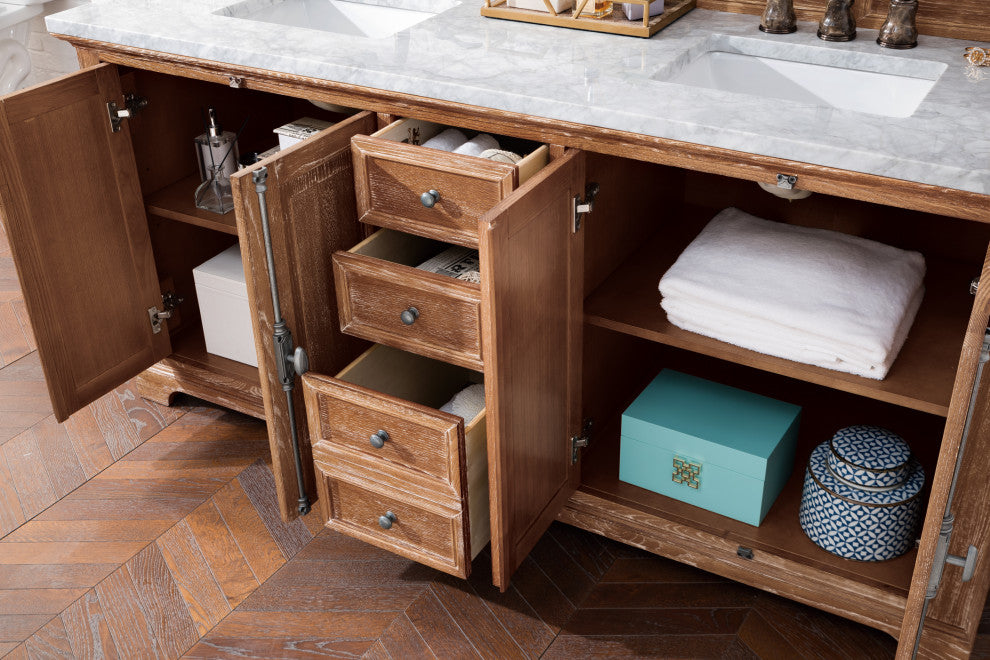 James Martin 238-105-5711-3CAR 72" Double Vanity with Carrara Marble Top