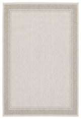 Parlan Solid Border Indoor-Outdoor Area Rug, Ivory, 5'3"x7'3"