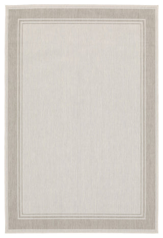 Parlan Solid Border Indoor-Outdoor Area Rug, Ivory, 5'3"x7'3"