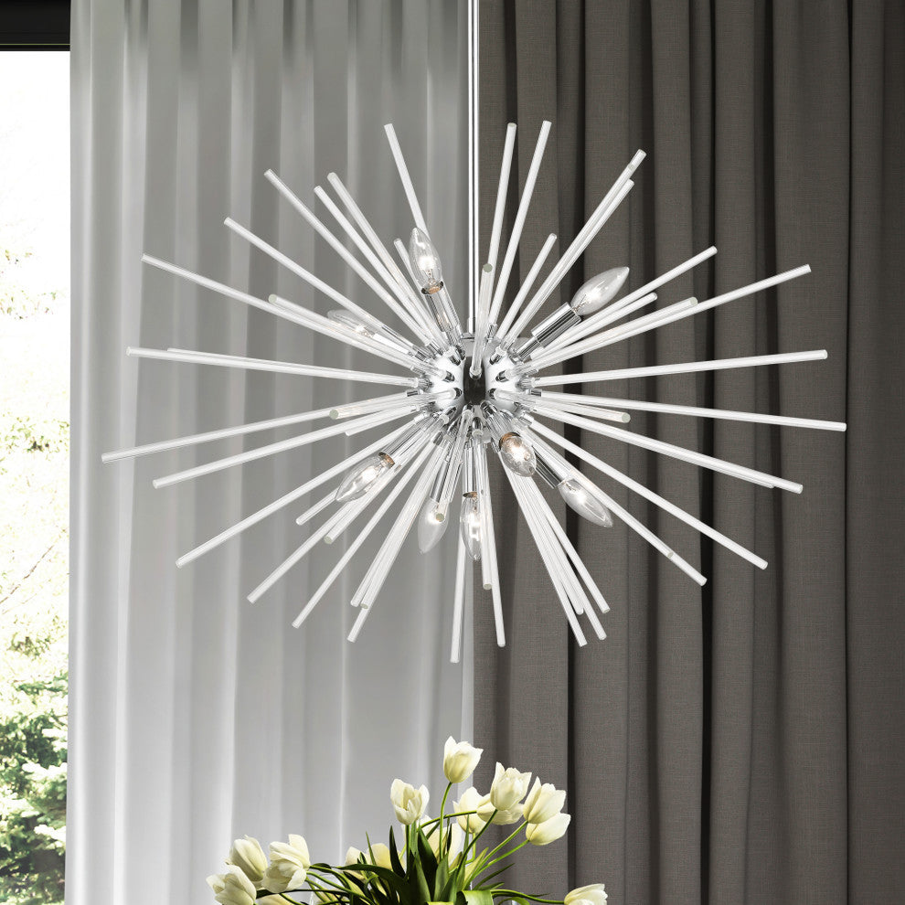 Utopia 9 Light Polished Chrome Large Pendant Chandelier