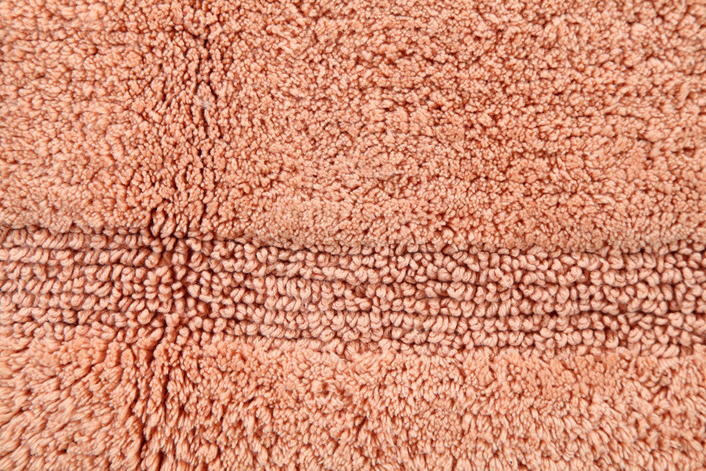 Bath Rug Cotton Solid Color Regency Pattern, Coral, 34"x21"