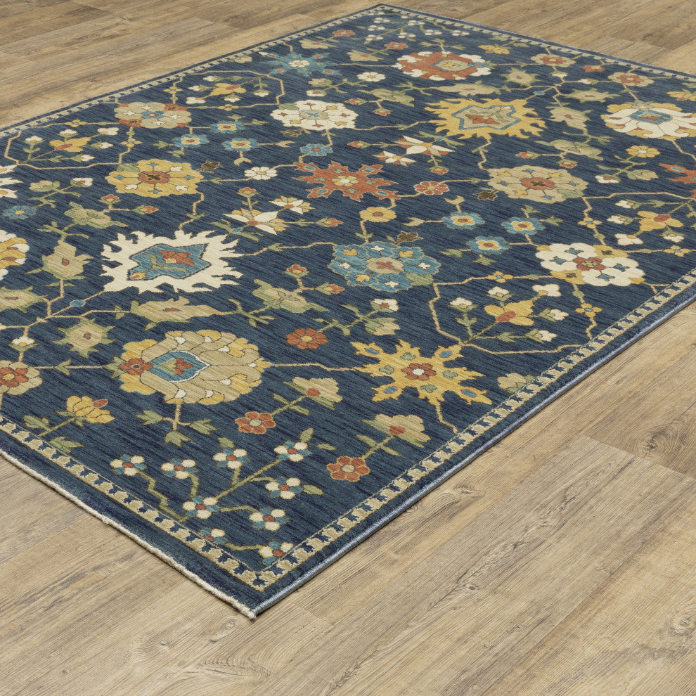 Fabienne Oriental Floral Indoor Area Rug, Blue, 5'3"x7'6"