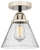 Large Cone Semi-Flush Mount, Black Polished Nickel, Seedy, Seedy