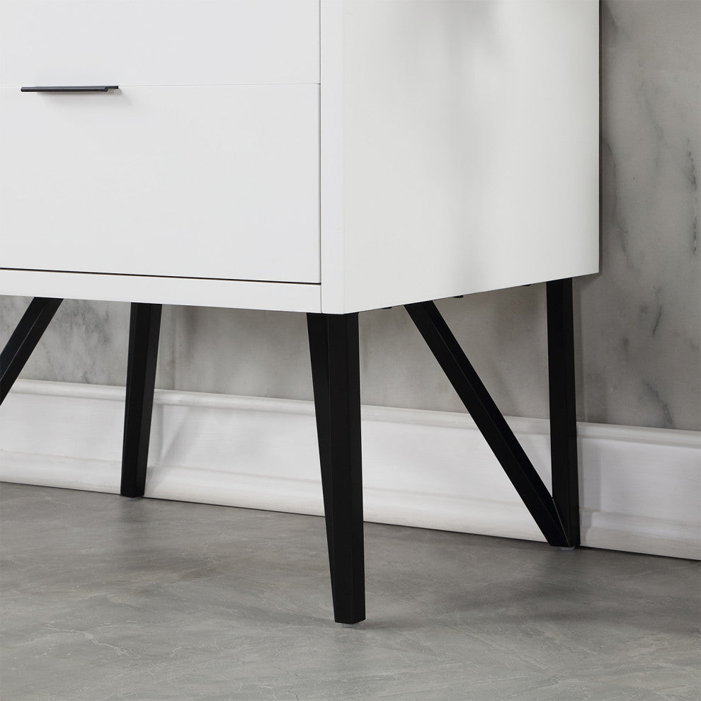 Helios Vanity With Gray Countertop, White, 30", No Mirror