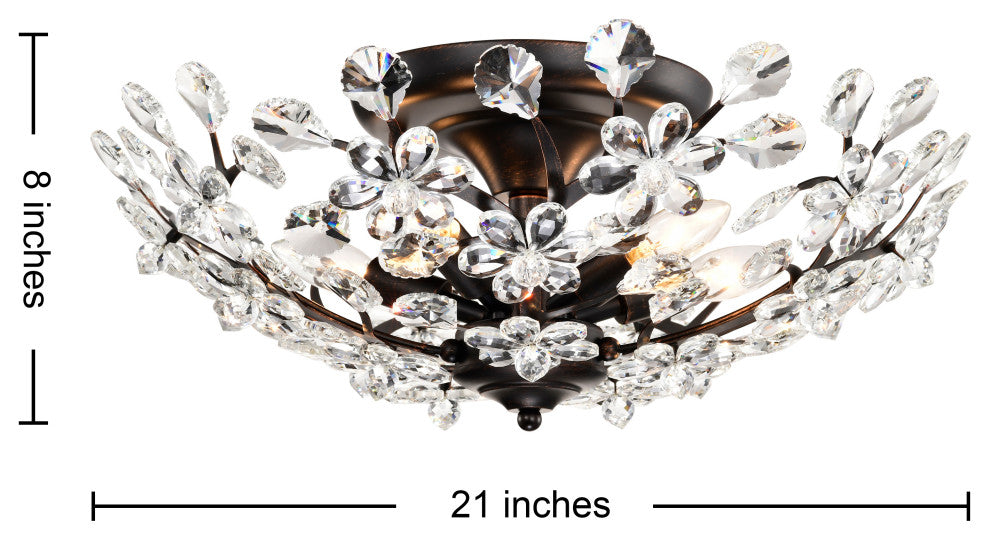 Cathy 5-light Crystal Glass Flowers Blooms Flush Mount
