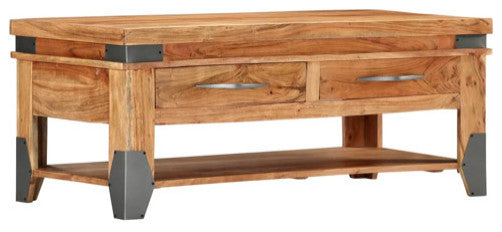 vidaXL Coffee Table End Table Accent Side Table Solid Wood Acacia 43.3 Inch