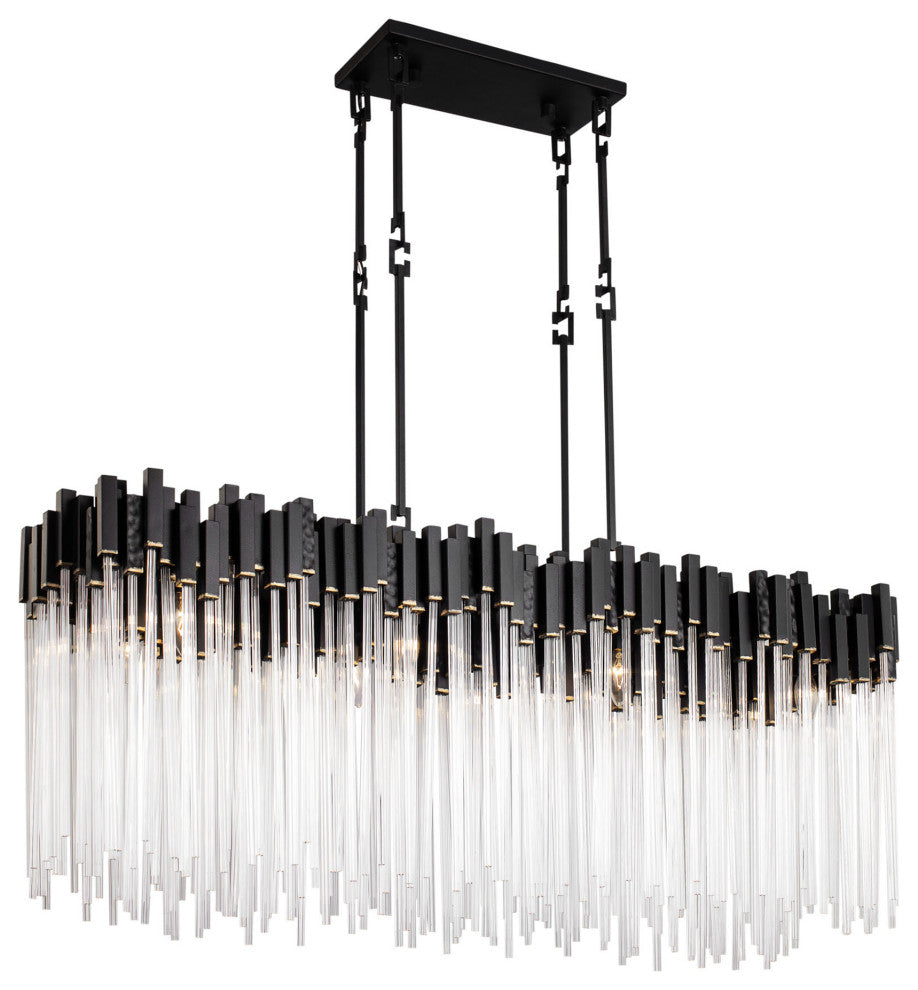 Matrix 8-Lt Linear Pendant - Matte Black/French Gold