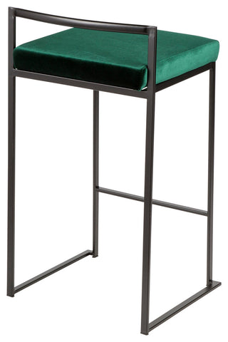 LumiSource Fuji Counter Stool Set of 2, Green Velvet Cushion, Black Frame