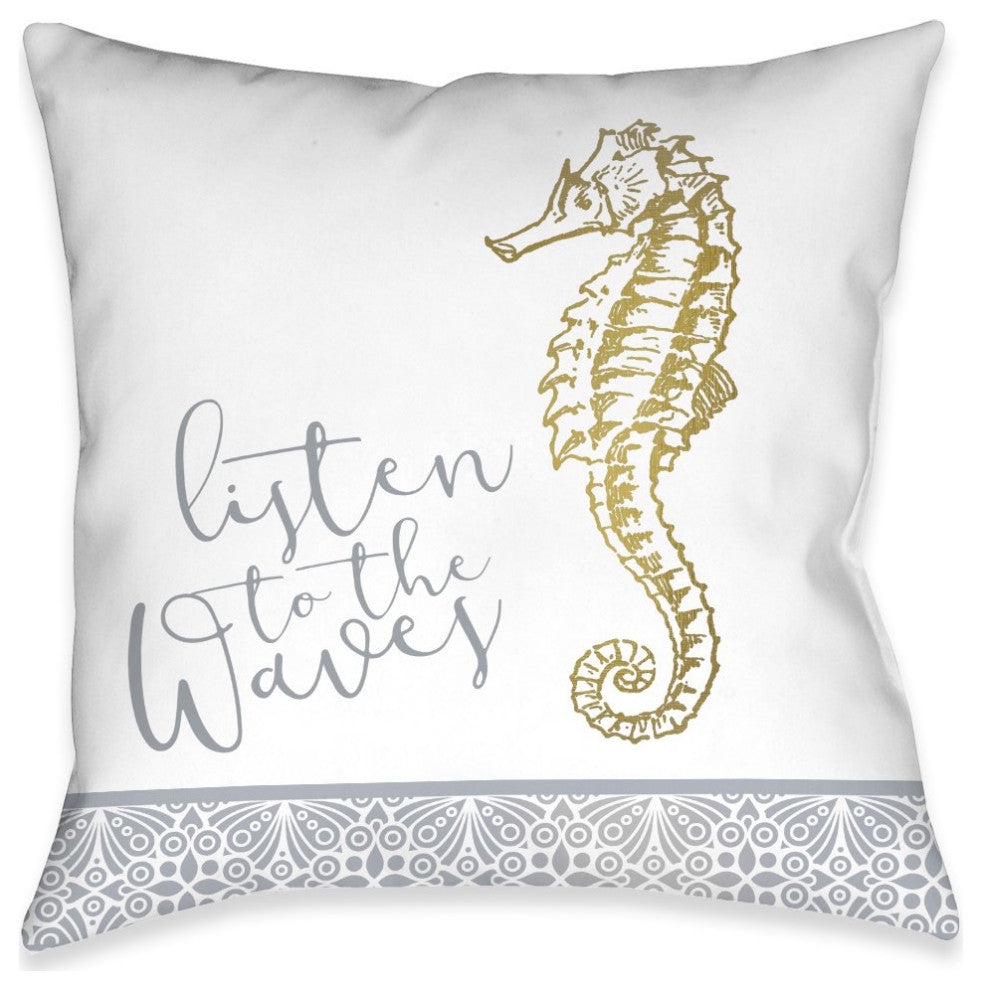Azure Coastal Waves Outdoor Pillow, 18"x18"