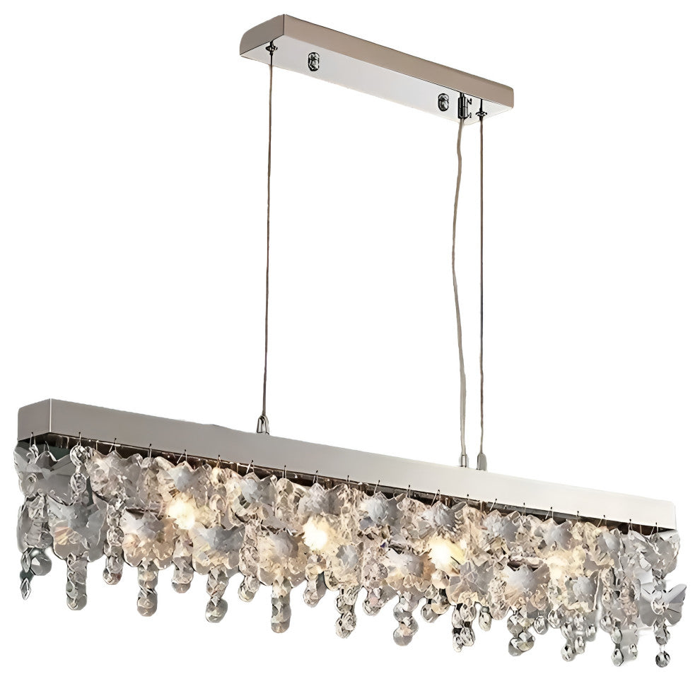 Incisa Scapaccino | Chrome Rectangular Crystal LED Chandelier, Cool Light