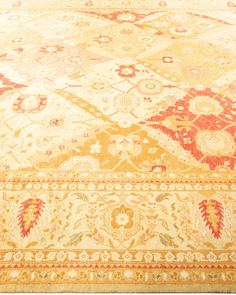 Eclectic, One-of-a-Kind Hand-Knotted Area Rug Yellow, 9' 1" x 12' 3"