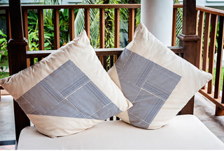 Triangles & Squares Polyester Indoor/Outdoor Pillow, Nautical Navy, 20"x20"