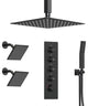 Triple Shower System 16" Rainfall Dual Shower Head with Thermostatic Valve, Matte Black