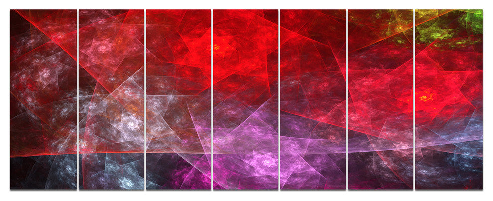 Red Purple Symphony of Gems, Abstract Canvas Art Print, 83"x32", 7 Panels