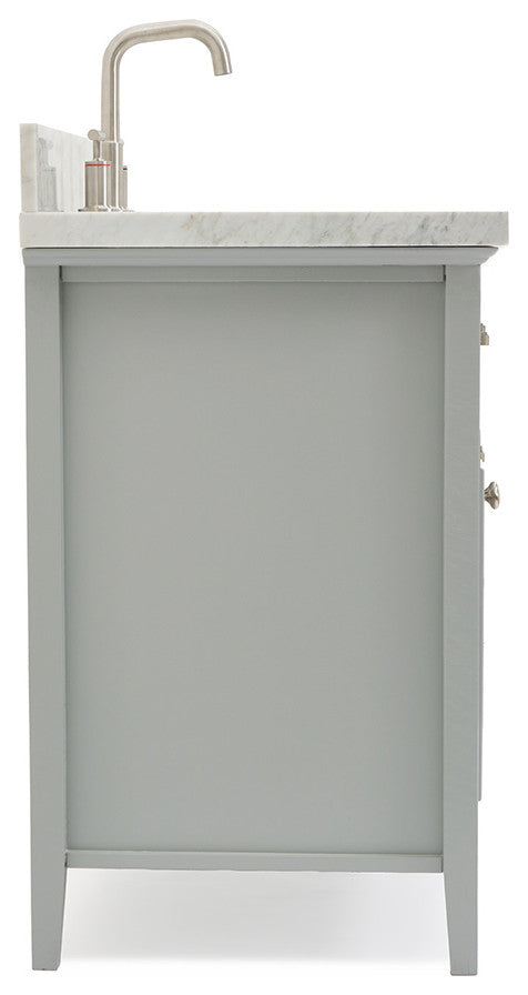 Kensington 37" Bath Vanity With Marble Top, Carrara White/White Basin