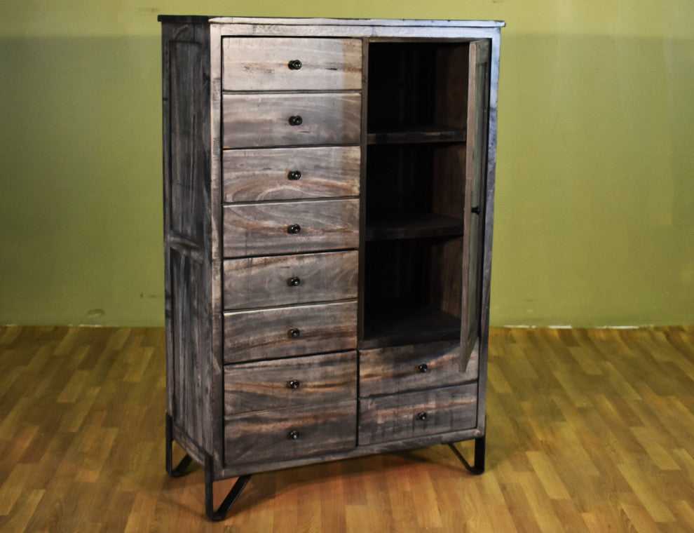 Sawyer Parota Wood 5-Drawer 1-Door Chest, Highboy Dresser