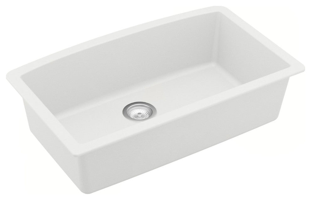 Karran Undermount Quartz 32" Single Bowl Kitchen Sink Kit, Black