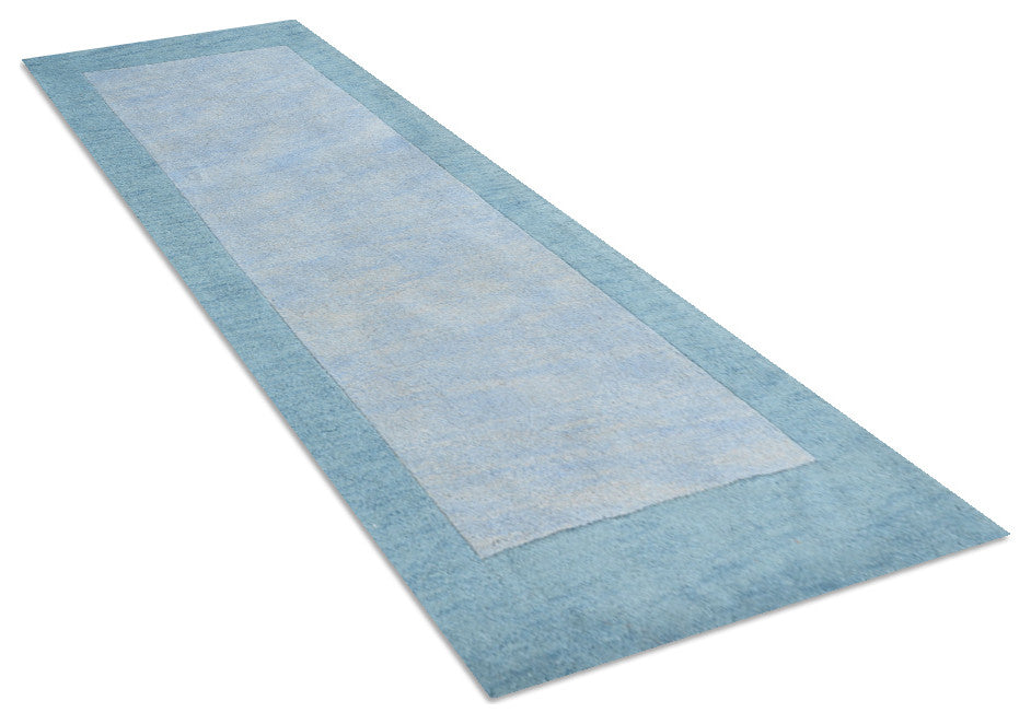 HAND TUFTED WOOL ECO-FRIENDLY AREA RUGS-Light Blue Color, Contemporary Design