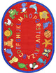 Kid Essentials Rug, ABC Animals, 5'4"x7'8" Oval, Red