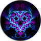 Bright Blue Fractal Flower Design, Abstract Round Metal Wall Art, 11"