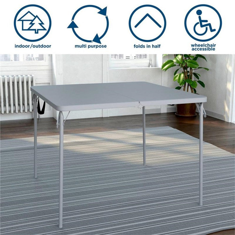 COSCO XL 38.5" Fold-in-Half Card Table w/ Handle Indoor & Outdoor in Gray