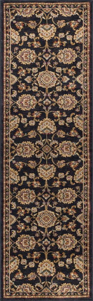 Charlotte Traditional Border Black Runner Rug, 2' x 10'