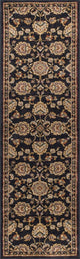 Charlotte Traditional Border Black Runner Rug, 2' x 10'