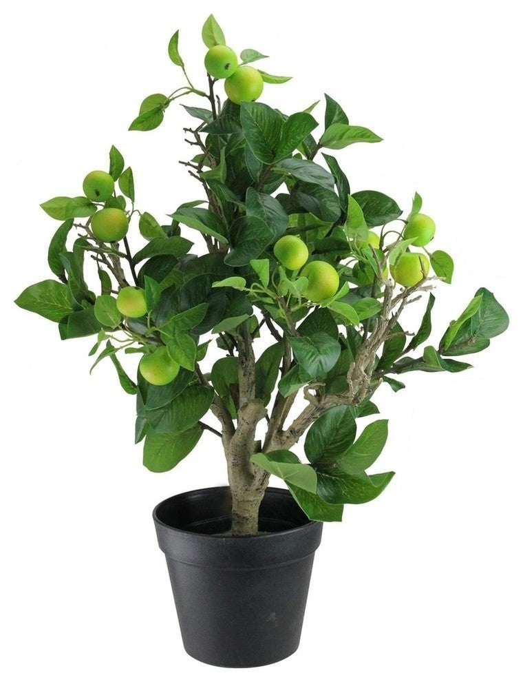 23" Artificial Potted Bonsai-Style Decorative Green Apple Tree