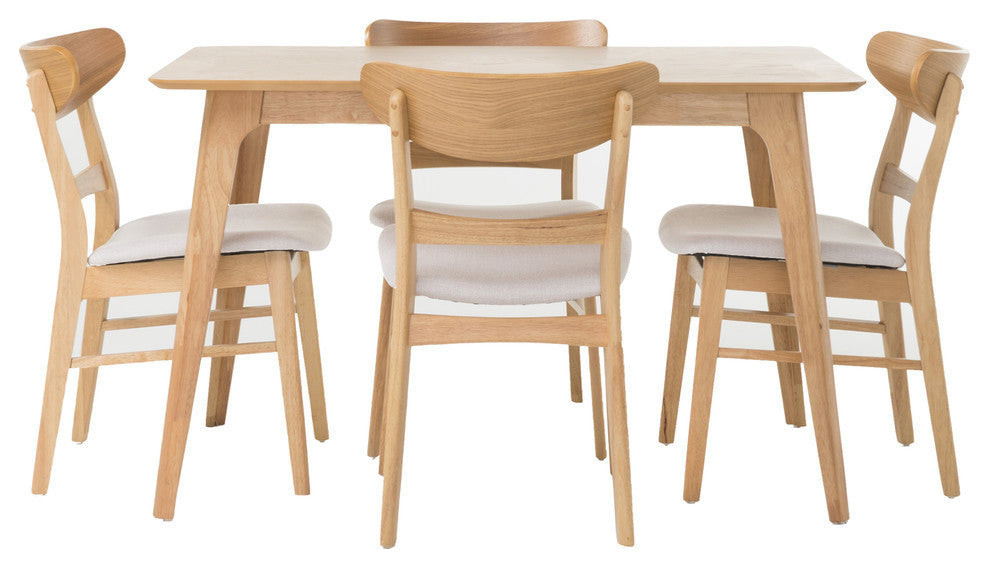 GDF Studio Mid-Century Modern 5 Piece Dining Set, Beige