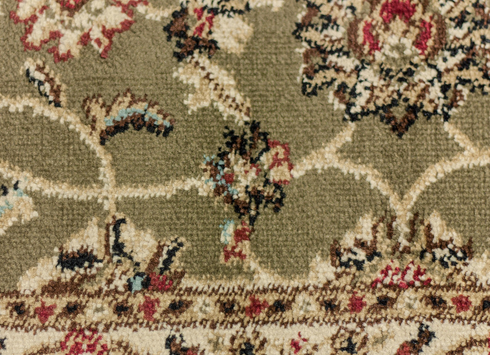 Well Woven Barclay Sarouk Rug, Green, 5''3" X 6''10" Oval